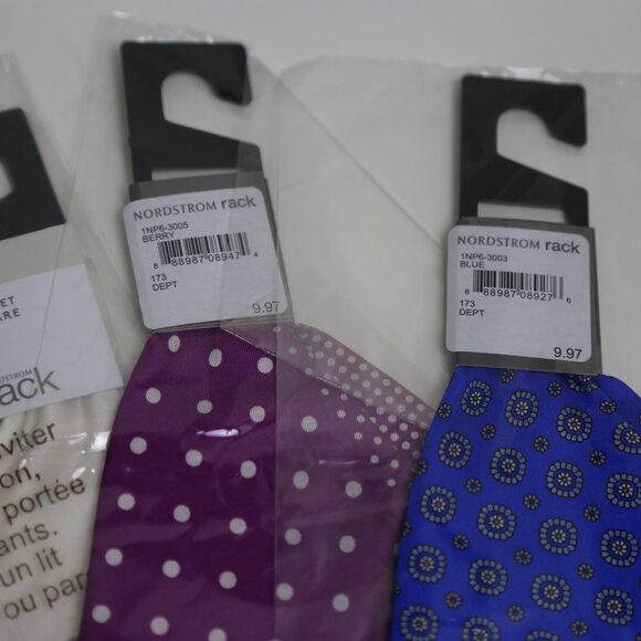 NWT Men's Nordstrom Rack 4-Pack Pocket Square Bundle - Polka Dot & Solids - Picture 5 of 5